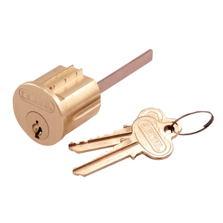 Prime-Line Prime-Line Segal Brushed Brass Solid Brass Segal Lock Cylinder Keyed Differently SE 70002